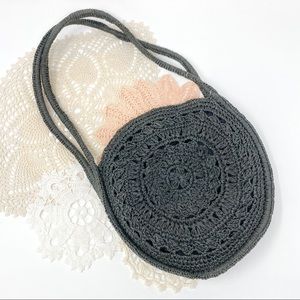 Boho Beach Circle Crochet Straw Bag